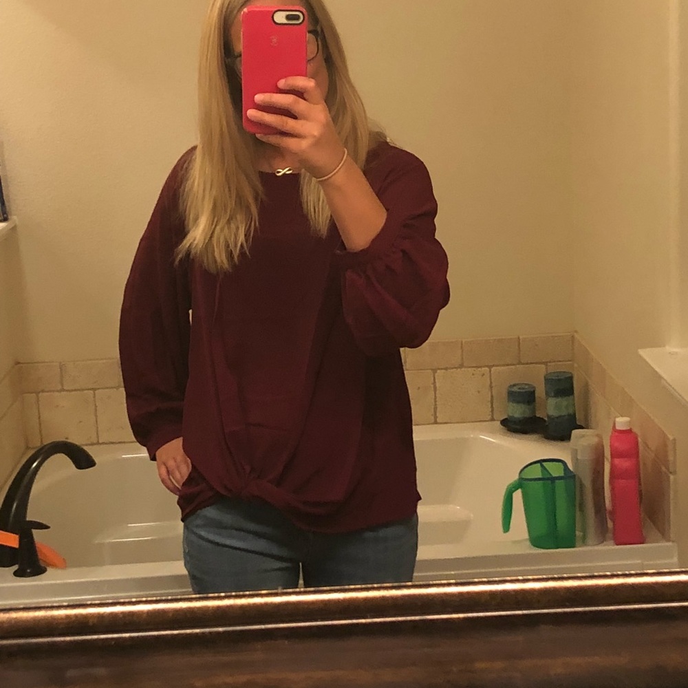 Long sleeve merlot side knot